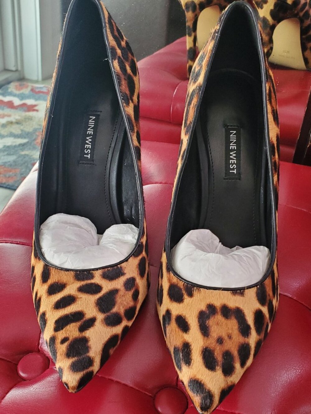 Nine West Leopard Print Pointed-Toe Heels – Size 10M
